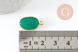 Pendentif scarabée onyx verte naturel argent 925 doré 18K 20mm, création bijou talisman en pierre x1 (G9442)