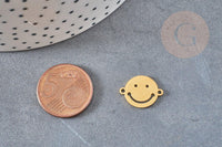 Pendentif smiley acier 201 inoxydable doré ou platine 12.5mm, x1 (G5687)