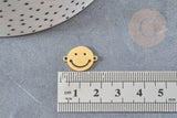 Pendentif smiley acier 201 inoxydable doré ou platine 12.5mm, x1 (G5687)