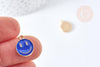 Pendentif smiley zamac doré émaillé bleu 12mm, x5 (G8416)