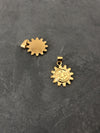Pendentif soleil acier doré inoxydable, horoscope,porte-bonheur en acier doré, Pendentif soleil,22mm, x1 (G5290)