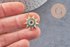Pendentif soleil oeil cristal zircon émail bleu 21.5mm, x1 (G3555)