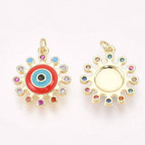 Pendentif soleil oeil cristal zircon émail coloré, 21.5mm, x1 (G6197)