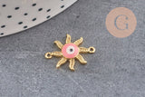 Pendentif soleil oeil cristal zircon émail coloré, x 2 (G1816)