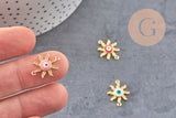 Pendentif soleil oeil cristal zircon émail coloré, x 2 (G1816)
