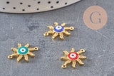 Pendentif soleil oeil cristal zircon émail coloré, x 2 (G1816)