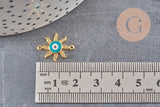 Pendentif soleil oeil cristal zircon émail coloré, x 2 (G1816)