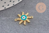 Pendentif soleil oeil cristal zircon émail coloré, x 2 (G1816)