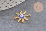 Pendentif soleil oeil cristal zircon émail coloré, x 2 (G1816)