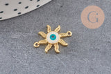Pendentif soleil oeil cristal zircon émail coloré, x 2 (G1816)