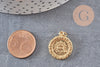 Pendentif soleil zodiaque doré 18K,pendentif doré horoscope,porte-bonheur,laiton doré, Pendentif soleil,21mm, x1 (G3165)