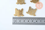 Pendentif tête de chat mystique acier doré inoxydable 22mm doré, x1 (G6017)
