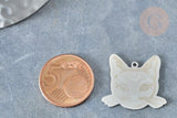 Pendentif tête de chat mystique argenté acier inoxydable 22mm pour la création de bijoux en acier inoxydable, x1 G7614