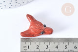 Pendentif tête de loup jaspe rouge & onyx naturel 30,5mm, x1 (G7556)