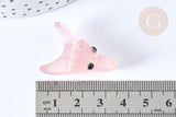 Pendentif tête de loup quartz rose 37-42mm, pendentif en pierre naturelle, pierre, x1 (G7553)