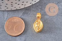 Pendentif tibétain laiton doré, breloque bouddhisme, pendentif laiton religieux, 21mm, x2 (G4324)