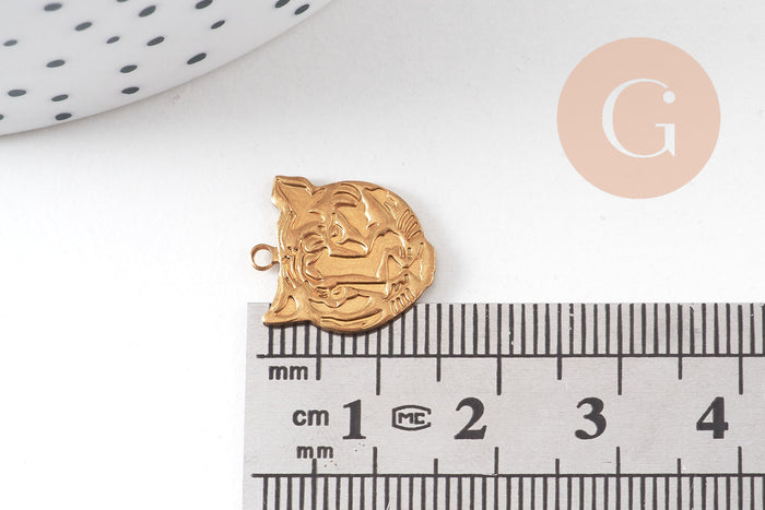 Pendentif tigre laiton brut doré,pendentif animal, Pendentif laiton charm tigre,1.1cm, x5 G0579