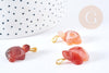 Pendentif tortue agate naturelle orange support doré 21mm, x1, G8636