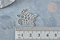 Pendentif tortue argenté acier 201 inoxydable 24mm, x1 (G7615)