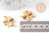 Pendentif trèfle 4 feuilles acier 304 inoxydable doré IP 25.5mm, x1 (G10807)