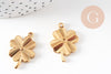 Pendentif trèfle 4 feuilles acier 304 inoxydable doré IP 25.5mm, x1 (G10807)