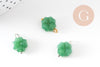 Pendentif trèfle 4 feuilles verre vert laiton 14.5mm, x1 (G10824)