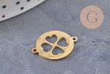 Pendentif trèfle acier 201 inoxydable doré ou platine 19.5mm, x1 (G10975)