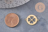 Pendentif trèfle acier 201 inoxydable doré ou platine 19.5mm, x1 (G10975)