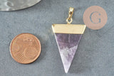 Pendentif triangle améthyste violette naturelle 33mm, x1 (G1362)