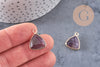 Pendentif triangle améthyste violette, pendentif pierre, support doré, création bijoux pierre naturelle, 19mm, x1 G3938