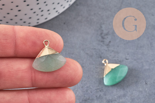 Pendentif triangle aventurine verte facettes,pendentif bijoux, pendentif aventurine pierre Naturelle,20mm, x1, G2997