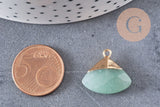 Pendentif triangle aventurine verte naturelle facettes 20mm, x1, G2997