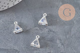 Pendentif triangle cristal zircon zamac argenté 11mm, x4(G0290)