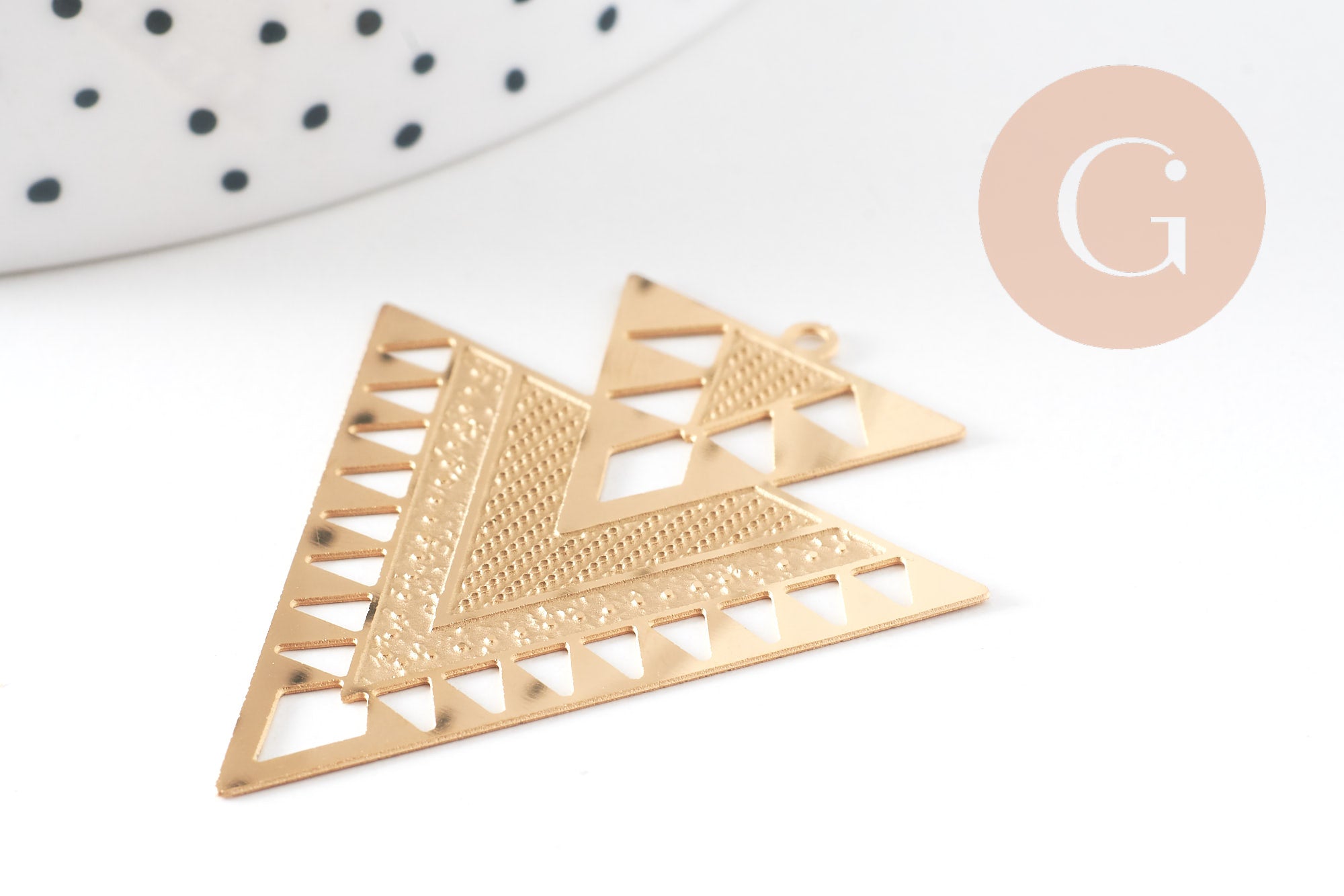 Pendentif triangle ethnique acier 201 inoxydable dore 45mm,breloque sans nickel pour création bijoux x2 G2922