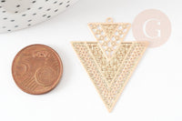 Pendentif triangle ethnique laiton dore 40mm,breloque sans nickel pour création bijoux x1 (G9271)