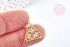 Pendentif triangle fleuri acier doré 17mm, breloque doré, acier inoxydable doré, pendentif sans nickel, création bijoux, x1 (G5925)