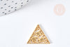 Pendentif triangle fleuri acier doré 17mm, breloque doré, acier inoxydable doré, pendentif sans nickel, création bijoux, x1 (G5925)