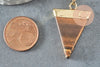 Pendentif triangle oeil de tigre naturel laiton doré 30-40mm, x1 (G5213)
