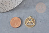 Pendentif triangle oeil protecteur acier 201 inoxydable dore 22mm, x1 (G4607)