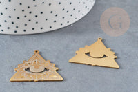 Pendentif triangle oeil protecteur acier 201 inoxydable dore 33.5mm,création bijoux mystique x1 G6036