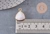Pendentif triangle quartz rose naturel, pendentif pierre, support doré, création bijoux pierre naturelle, 19mm, x1 G5949
