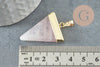 Pendentif triangle quartz rose,quartz naturel,pendentif pierre, support doré, création bijoux, pierre naturelle, 33mm, x1 (G2059)