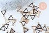 Pendentif triangle zamac doré émail noir 15mm,pendentif doré pour création de bijoux, x5 G6086