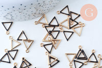 Pendentif triangle zamac doré émail noir 15mm,pendentif doré pour création de bijoux, x5 G6086