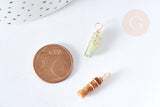 Pendentif tube Jade naturel multicolore support cuivre doré 20~21x5mm, pendentif pierre, x1 (G8396)