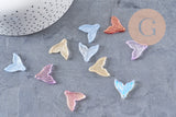 Pendentif verre multicolore queue de poisson 19.5mm, x10 (G4080)