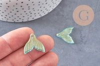 Pendentif verre turquoise queue de poisson 19x19.5mm, x10 (G6290)