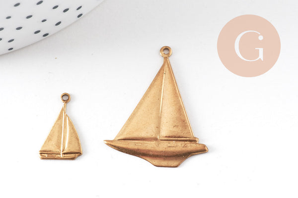 Pendentif voilier en laiton taille petit ou moyen, x1, G7520