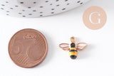 Pendentif zamac doré abeille émaillée,thème nature et insectes, pendentif pour création de bijoux,12mm, x2 (G5470)