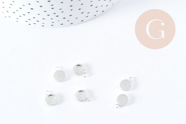 Pendentifs Supports cabochons ronds acier 201 inoxydable platine 11mm, x5 (G9044)